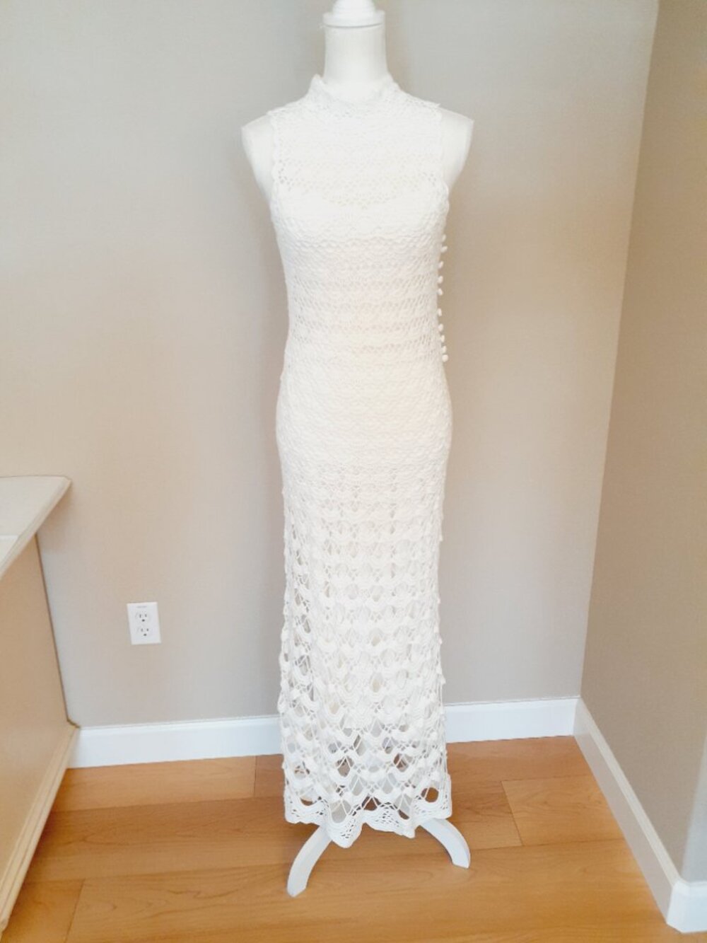 Milly Crochet Halterneck Maxi Dress